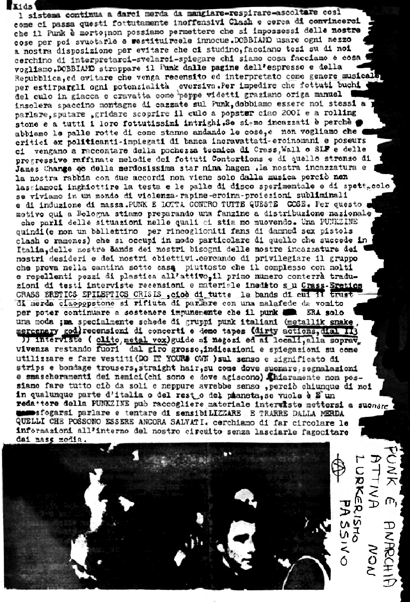 volantino raf punk concerto clash 1980 bologna